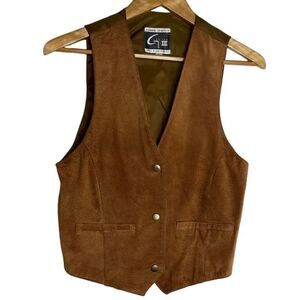 Global Identity Leather Vest Brown Size Small